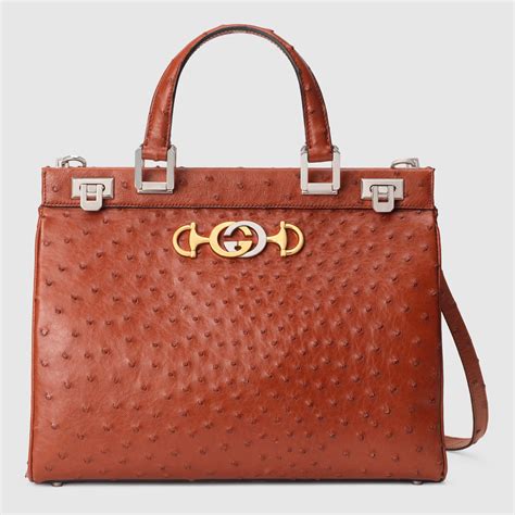 gucci ostrich shoulder bag|gucci zumi tote bag.